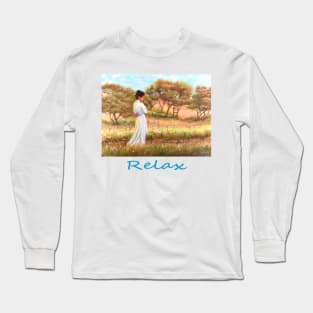 Woman girl walking in vineyard zen yoga buddhism Long Sleeve T-Shirt